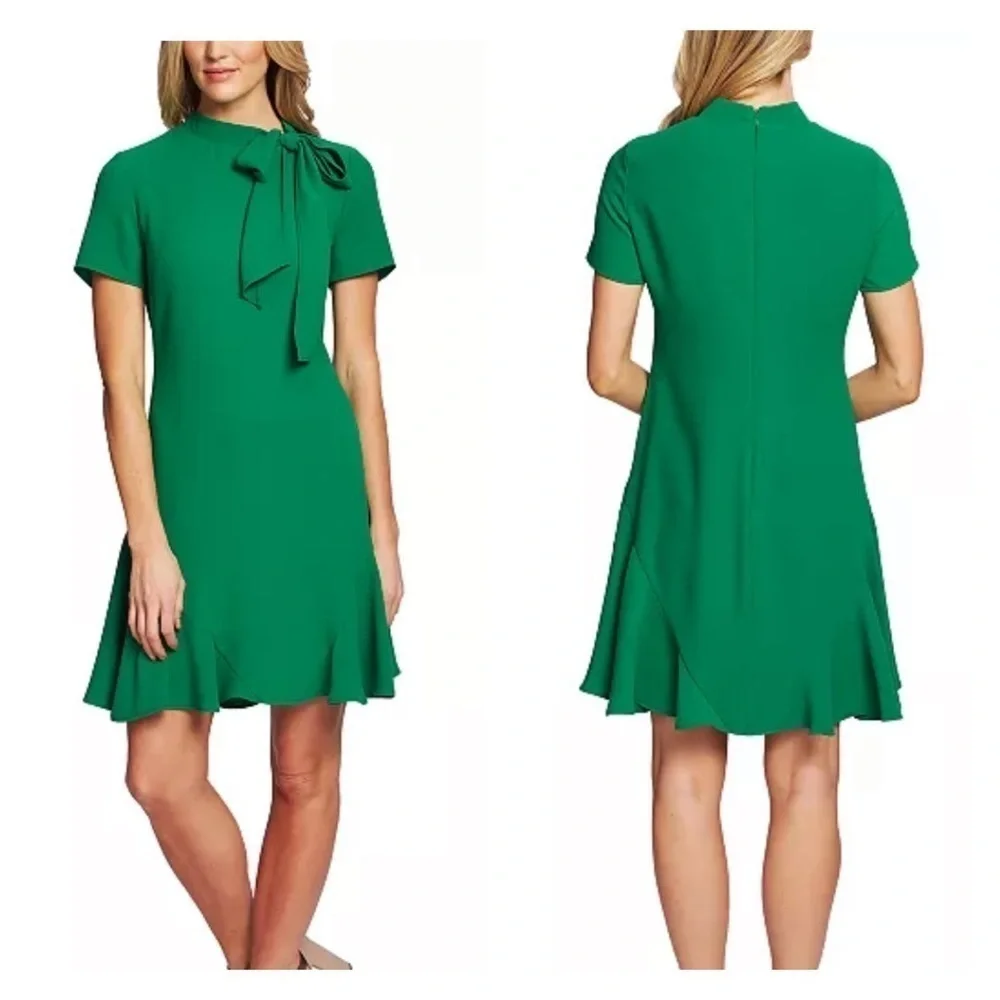 CeCe A-Line Bow Dress Green Size 2 NWT - Picture 1 of 7